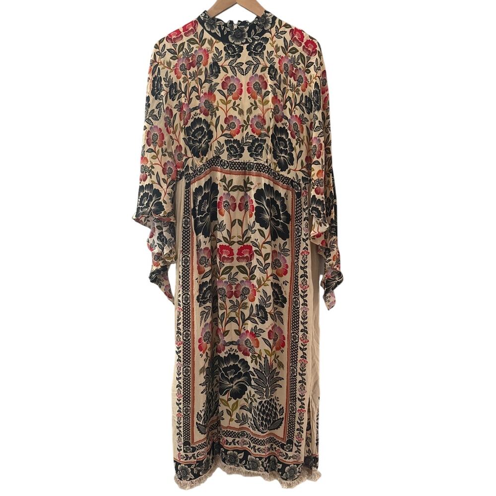 Farm Rio Romantic Garden Floral High Neck  Dramatic Sleeves Maxi Dress Size XL - Picture 12 of 15